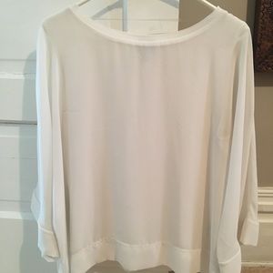 Worthington flowy white blouse size L